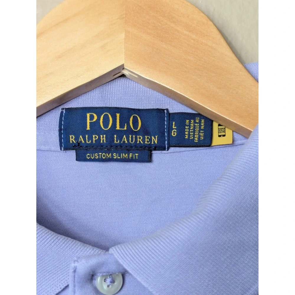 Polo Ralph Lauren Polo Shirt Mens L Purple Slim Fit Short Sleeve Pony Logo